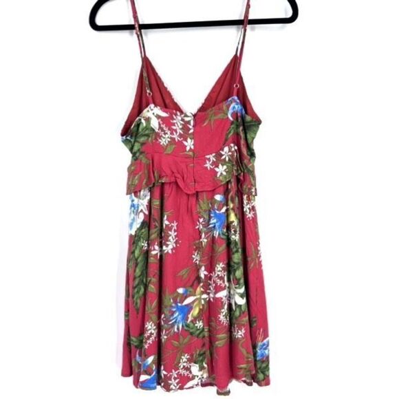 NWT Everly women’s Dress Floral Summer Mini Tropical Flare Orange Medium - Picture 3 of 16